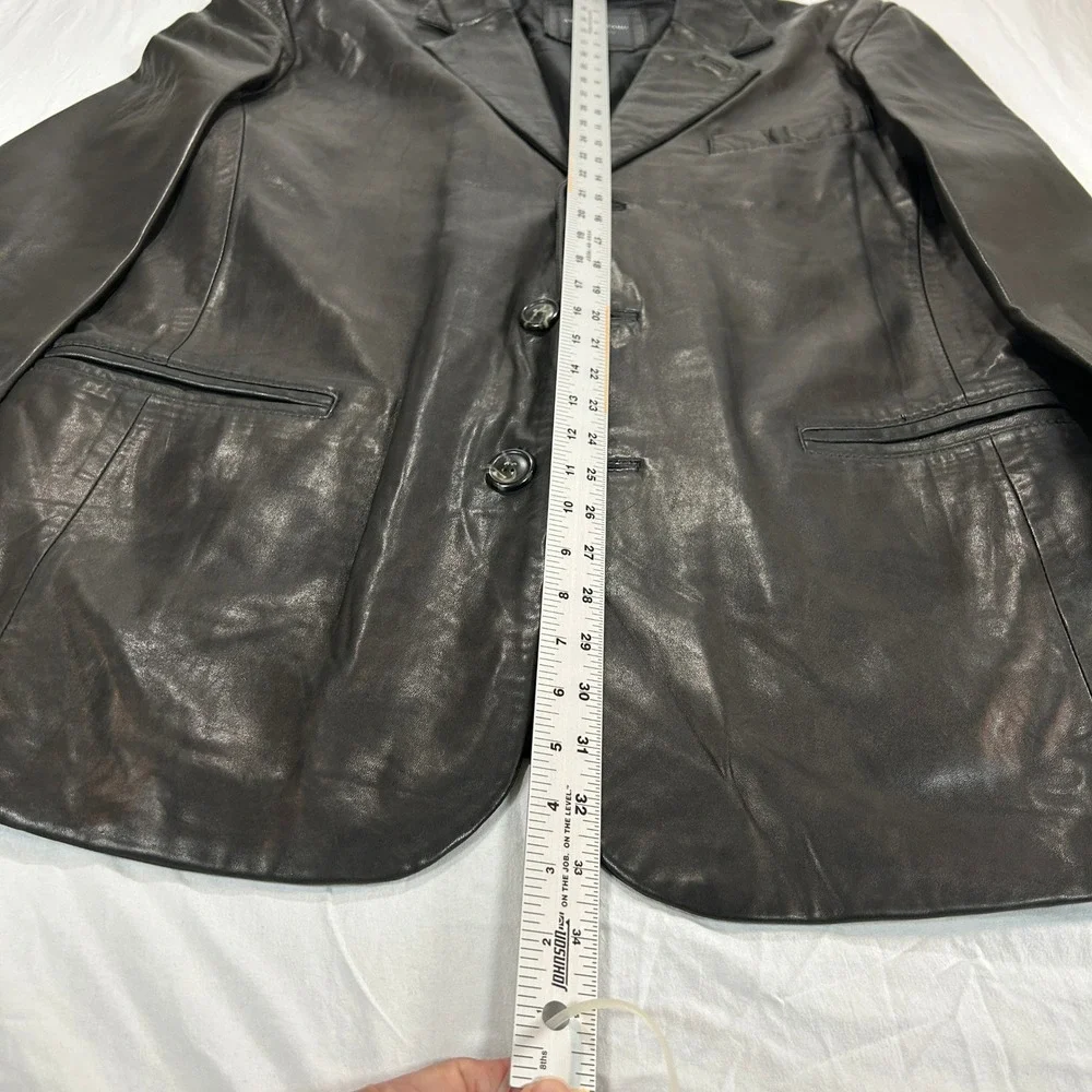 Andrew Marc New York Mens Black Genuine Leather 3 Button Blazer Jacket XL